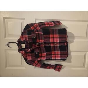 Thereabouts Girls' Red and Black Plaid Button-Up Shirt XS 6-6X